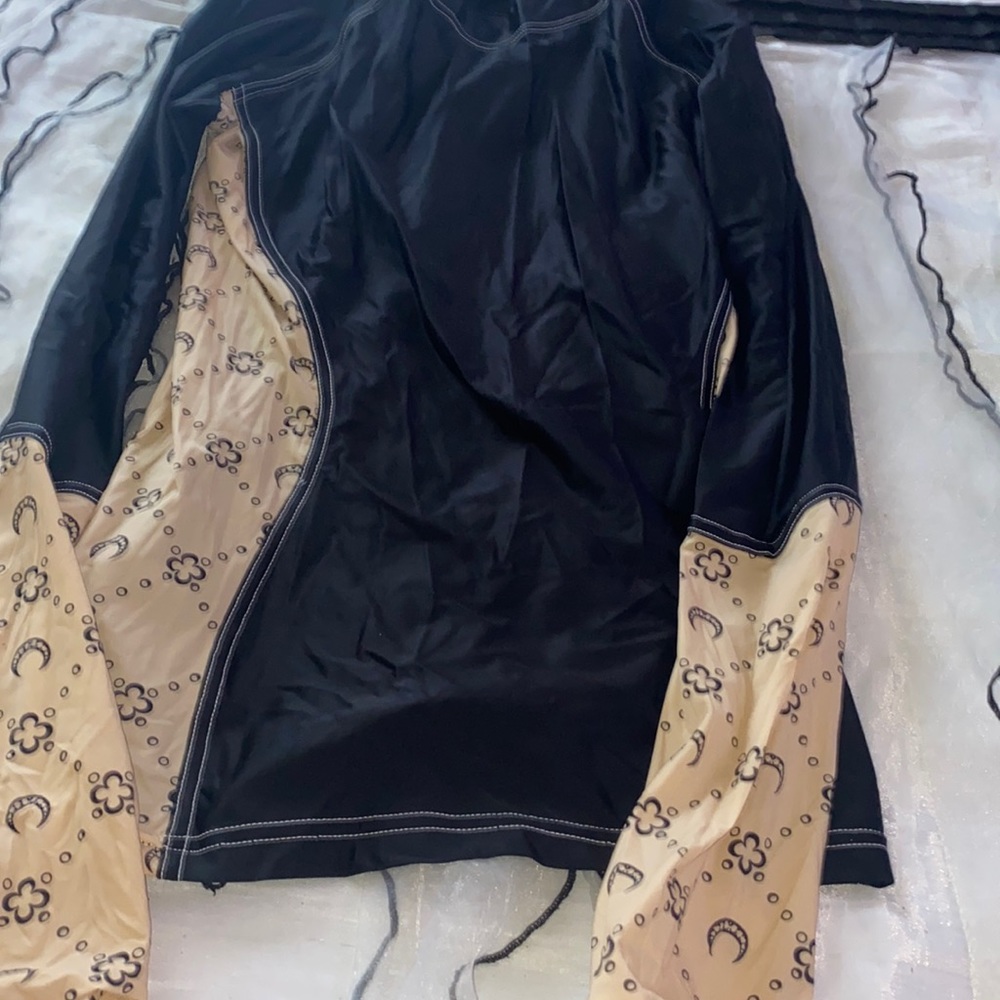 Marine Serre crescent beige and black stretch long sleeve shirt🔥🔥🔥🔥